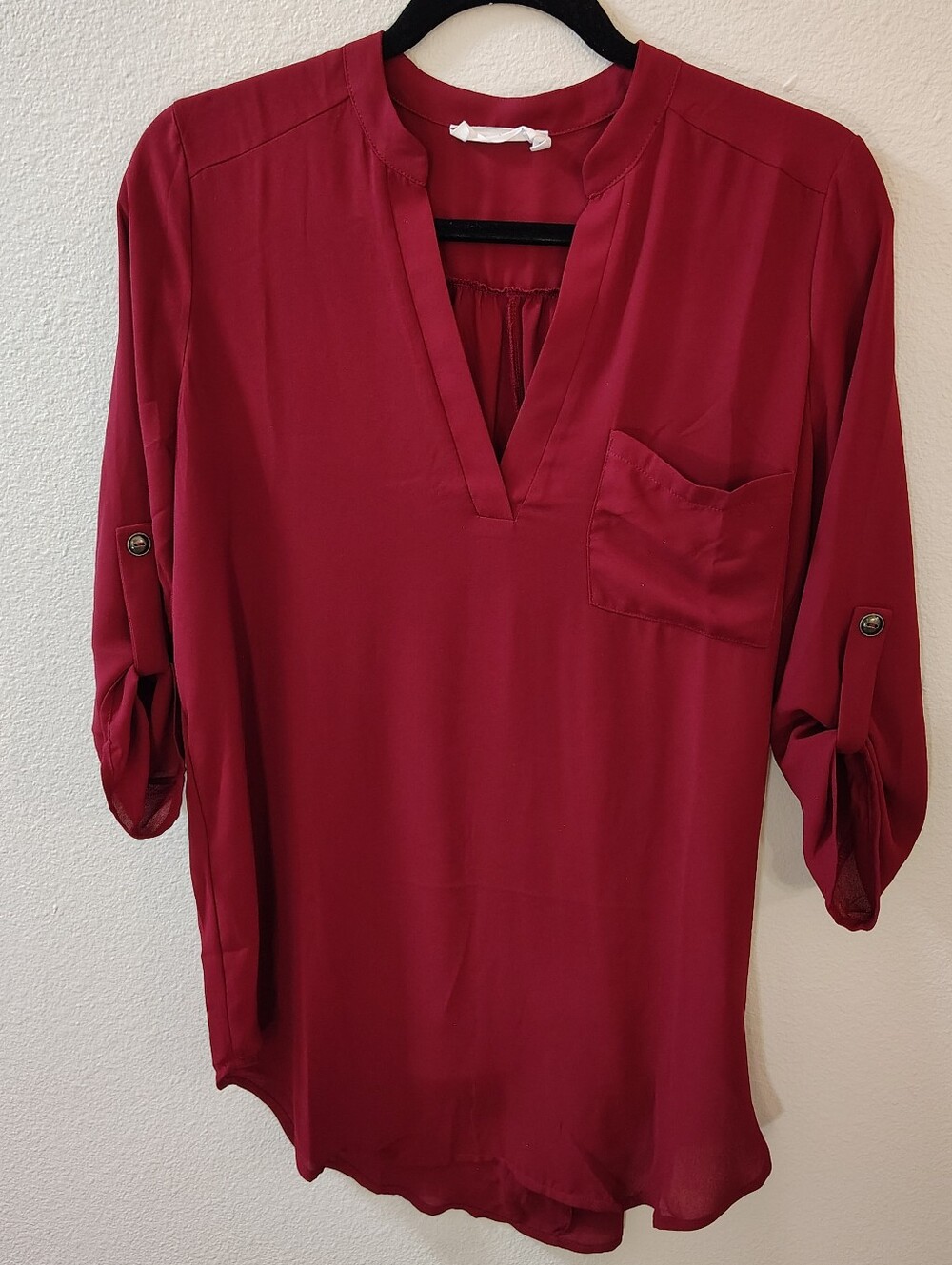"Perfect Henley Tunic" by the brand All in Favor in Deep Red ~ Size Small ~ NWOT